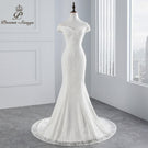 PoemsSongs real photo 2019 new style boat neck beautiful lace wedding dress for wedding Vestido de noiva Mermaid wedding dress
