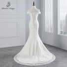 PoemsSongs real photo 2019 new style boat neck beautiful lace wedding dress for wedding Vestido de noiva Mermaid wedding dress