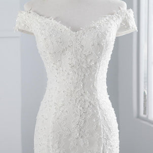 PoemsSongs real photo 2019 new style boat neck beautiful lace wedding dress for wedding Vestido de noiva Mermaid wedding dress