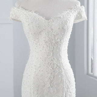 PoemsSongs real photo 2019 new style boat neck beautiful lace wedding dress for wedding Vestido de noiva Mermaid wedding dress