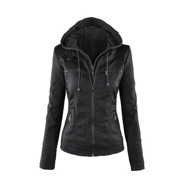 Fashion Women Faux Fur Leather Black Pu Coat Long Sleeve Large Size 3xl 4xl 5xl 6xl 7xl Girls Winter Jacket Female Windbreaker