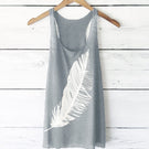 6 colors Tank Tops Women's Summer Feather Print Long Vest Fashion Top Comfortable Hot Sales Clothes