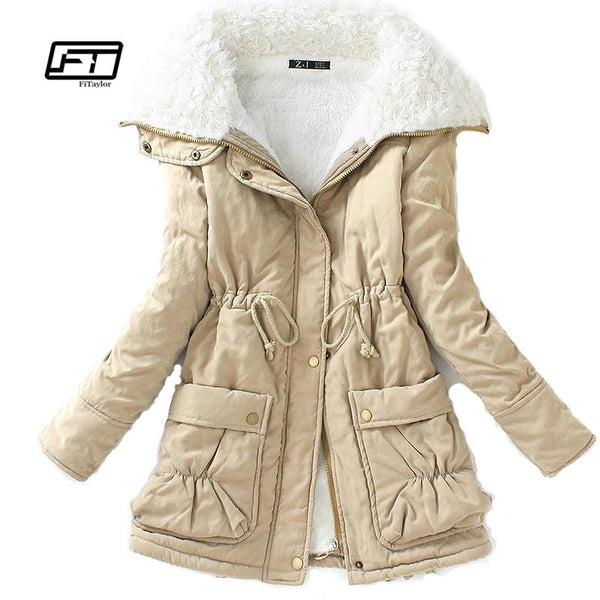 Fitaylor Winter Cotton Coat Women Slim Snow Outwear Medium-long Wadded Jacket Thick Cotton Padded Warm Cotton Parkas