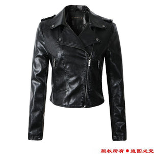 Brand Motorcycle PU Leather Jacket Women Winter And Autumn New Fashion Coat 4 Color Zipper Outerwear jacket New 2019 Coat HOT