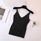 Gold Thread Crop Tops Women 2018 Knitted Tank Tops Sexy Top Vest Summer Camisole Women White Tank Top Fitness Femme Tshirt