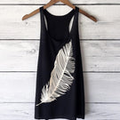 6 colors Tank Tops Women's Summer Feather Print Long Vest Fashion Top Comfortable Hot Sales Clothes