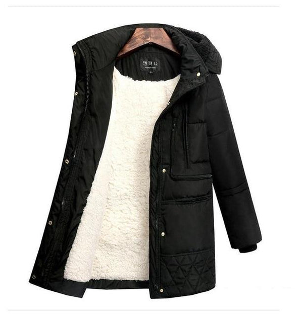 FTLZZ 2019 Winter Women's Jackets Cotton Coat Padded Long Slim Hooded Parkas Female Plus Size Warm Wool Jacket Outwear Clothing