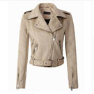 New Arrial Women Autumn Winter Suede Faux Leather Jackets Lady Fashion Matte Motorcycle Coat Biker Gray Pink Beige Outwear