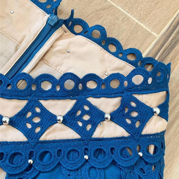 Red RoosaRosee 2019 Summer High-end Runway Designer Skirt Women's High Street Fashion Sexy Embroidery Hollow Out Rivets Skirts