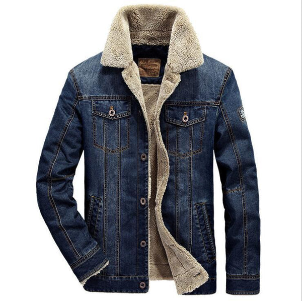 2019 Mens Winter Thick Fleece Chest Pockets Rodeo Lined Denim Jackets Fashion Mens Jeans Jacket Thicken Warm Winter Outwear Male