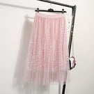 NORMOV Female Midi Skirt Summer 2019 Embroidery A-line Tutu Lace Mesh Skirts Womens Elegant Tulle Long Casual Pleated Skirts